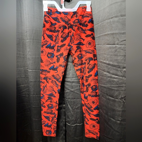 Lularoe Halloween Leggings Blue and Orange One Size - Picture 1 of 3